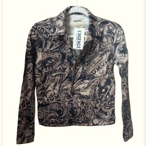 L’Agence Celine Vintage Paisley Denim jacket, black and tan size S/P
